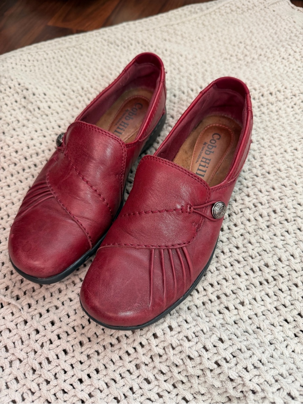 Cobb Hill by New Balance Women's Red Leather Slip-On Loafers